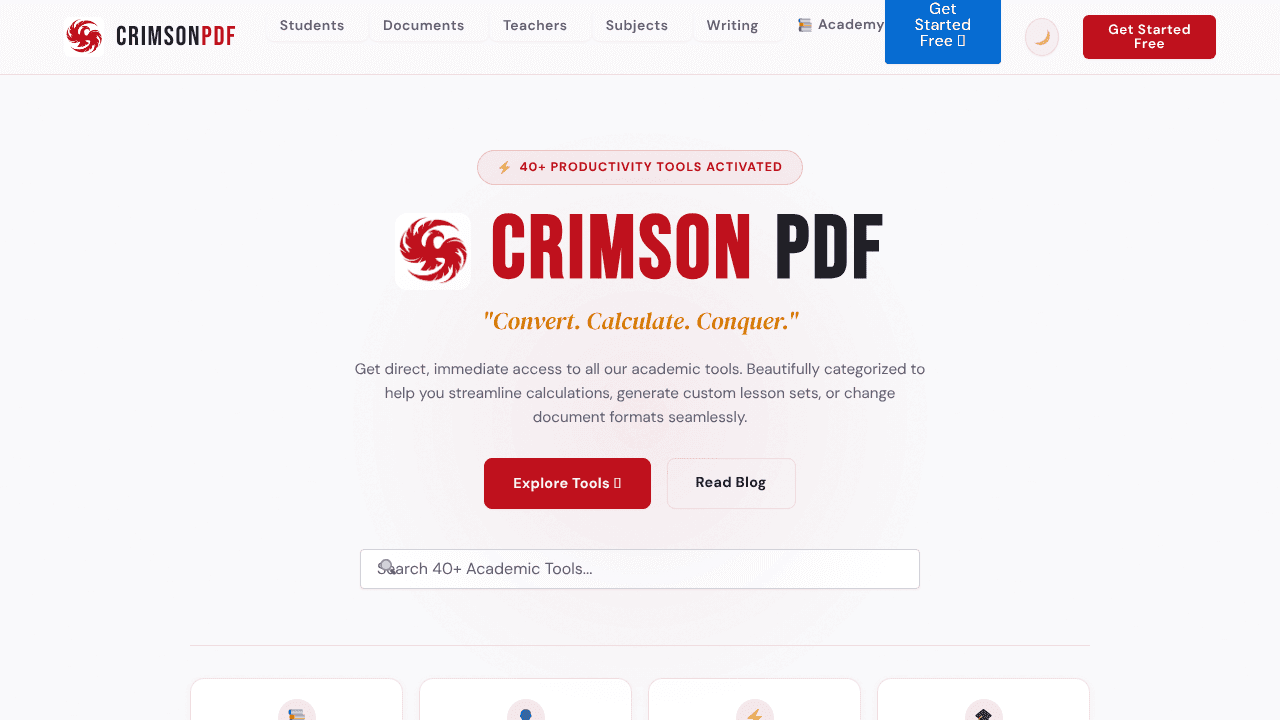 Crimson PDF - website screenshot