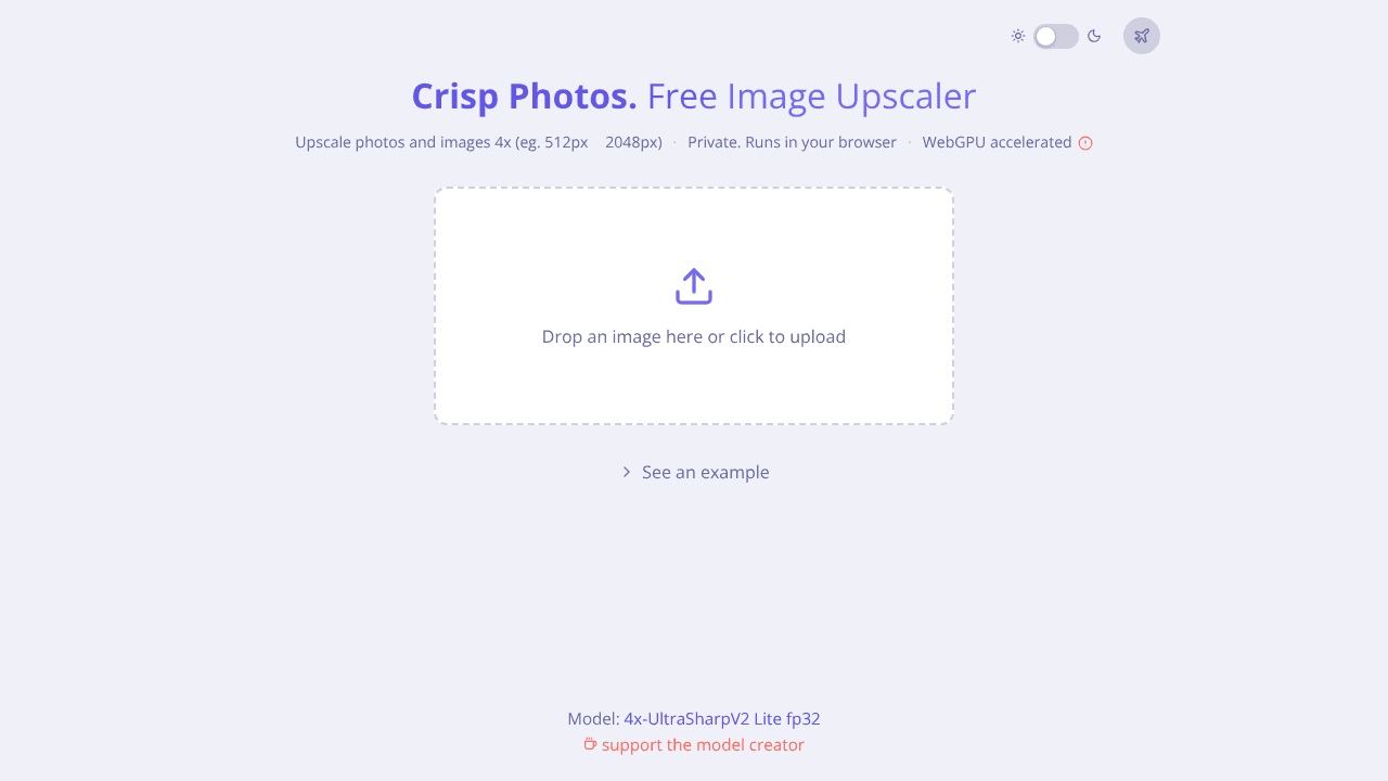 crisp.photos — Free Image Upscaler website screenshot