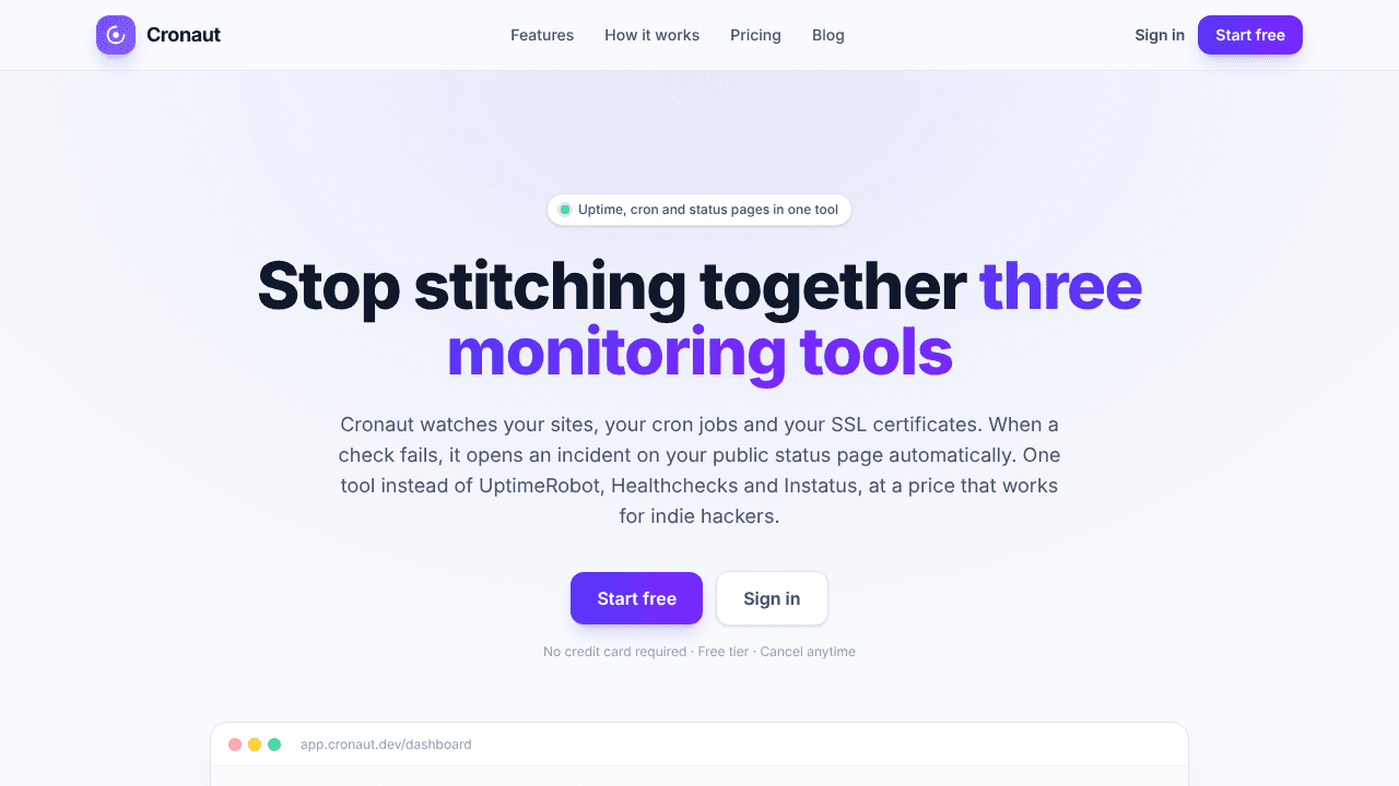 Cronaut website screenshot