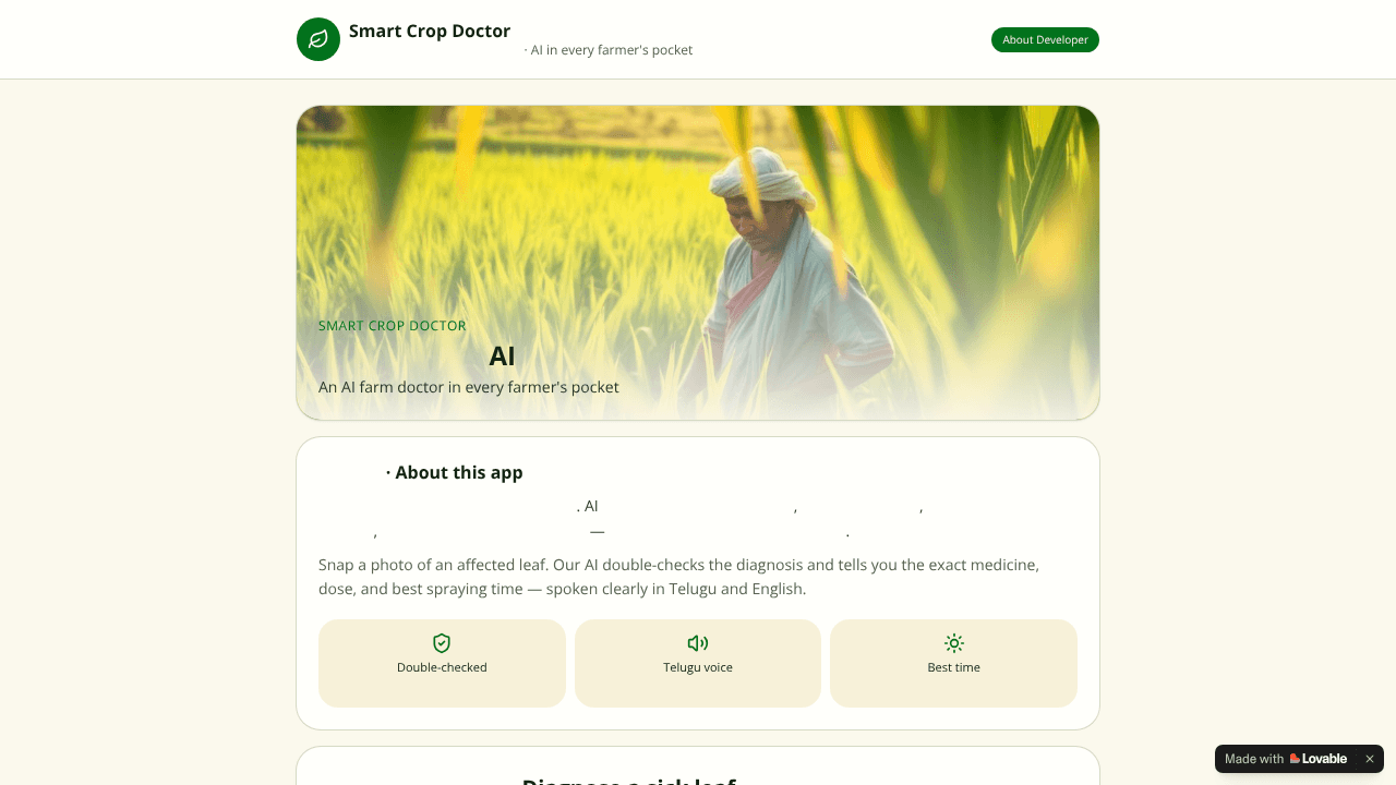 Crop Doctor AI website screenshot