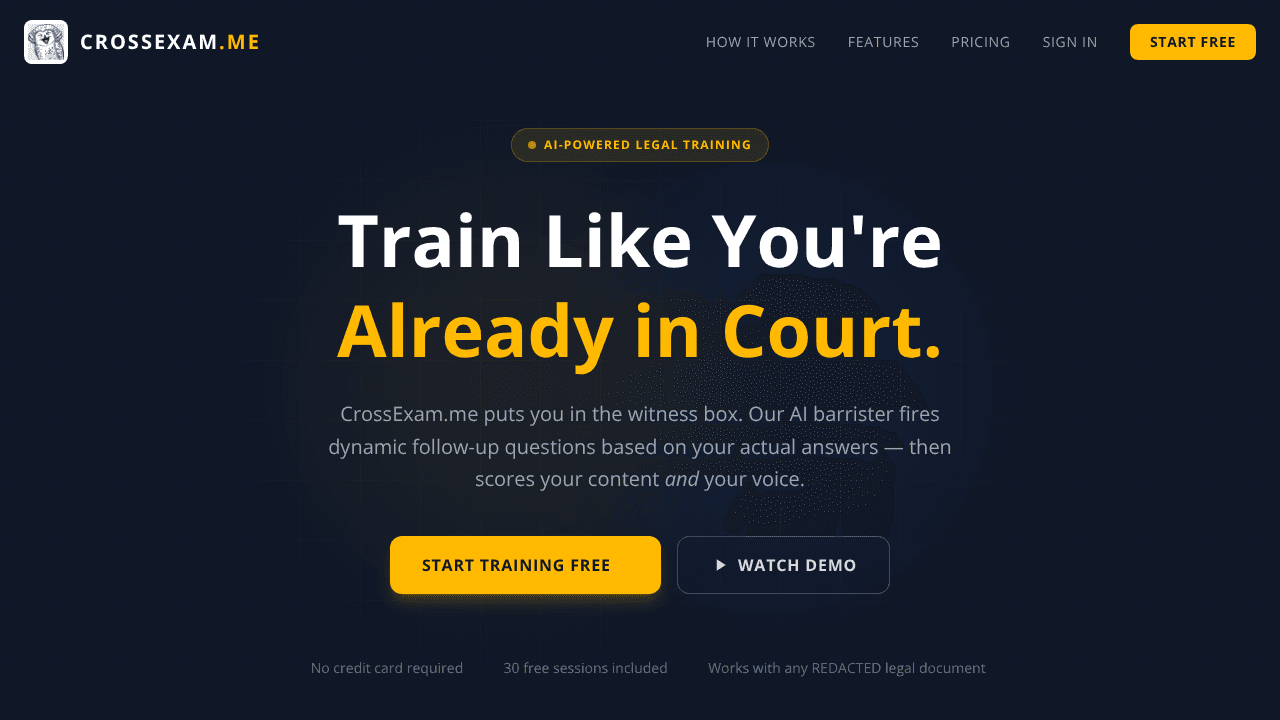 crossexam.me Platform website screenshot