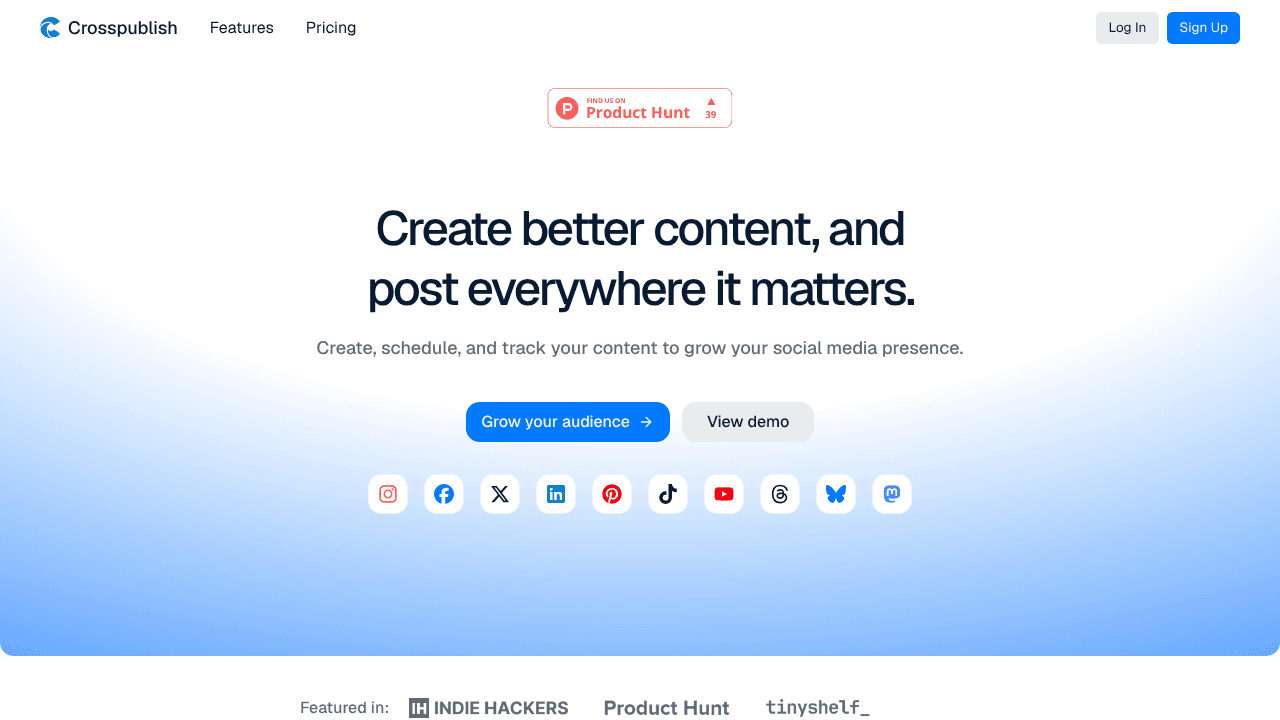 Crosspublish website screenshot