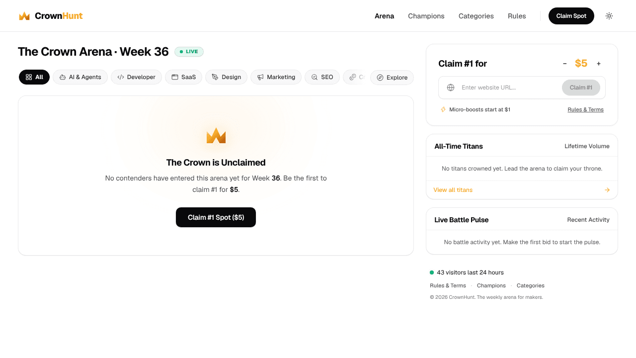 CrownHunt website screenshot
