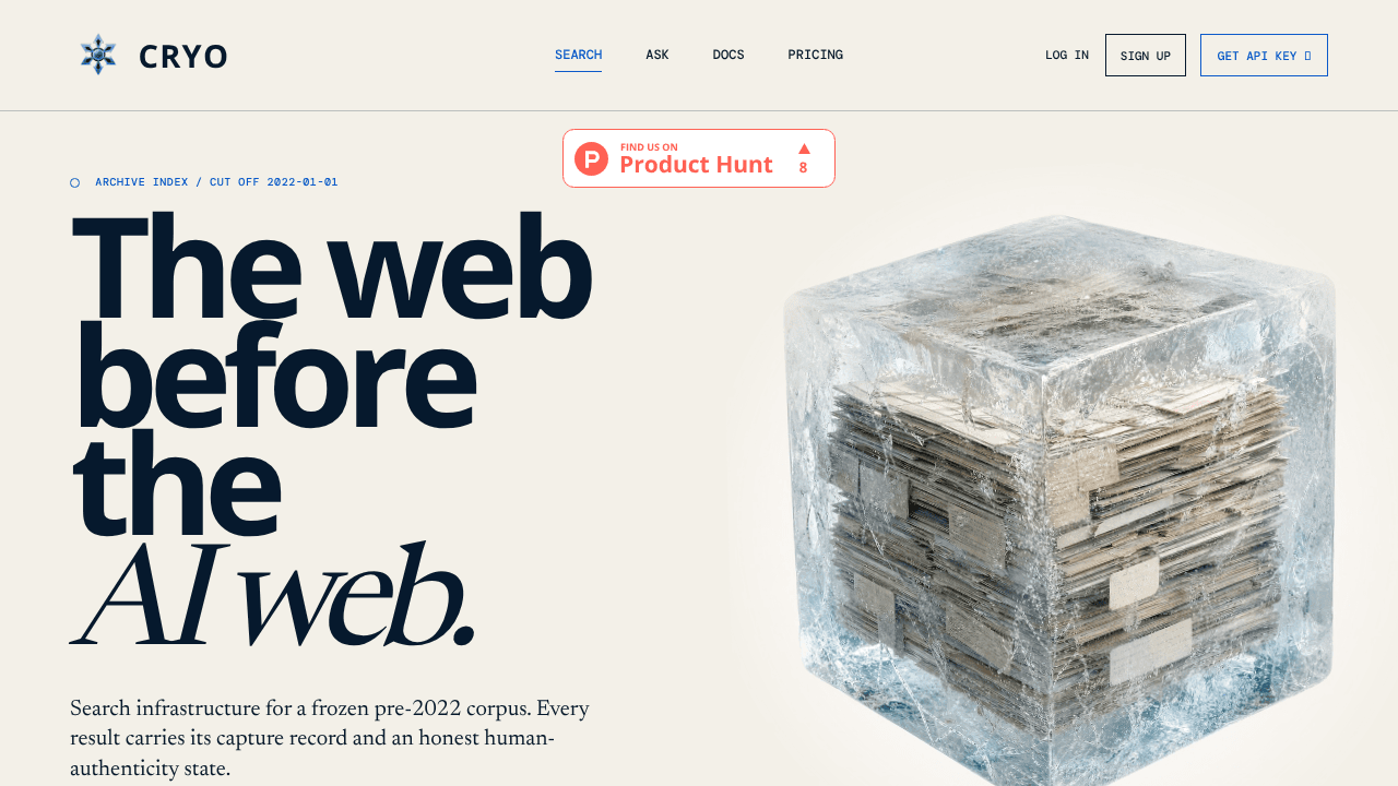 CRYO website screenshot
