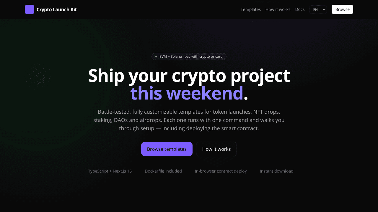 Crypto Launch Kit website screenshot