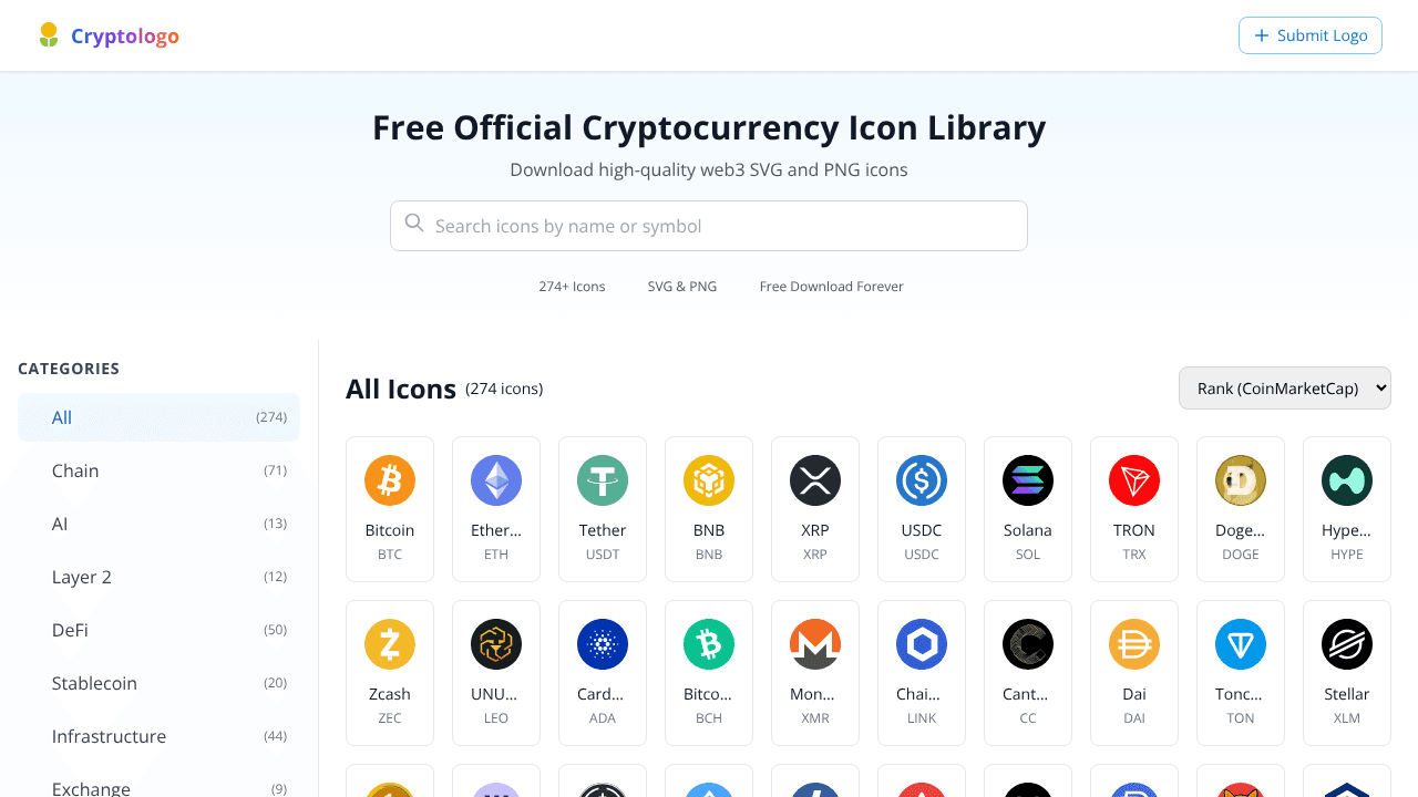 Cryptologo website screenshot
