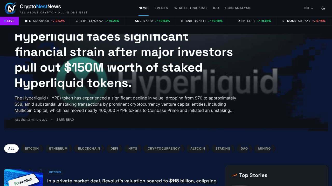 Cryptonestnews website screenshot