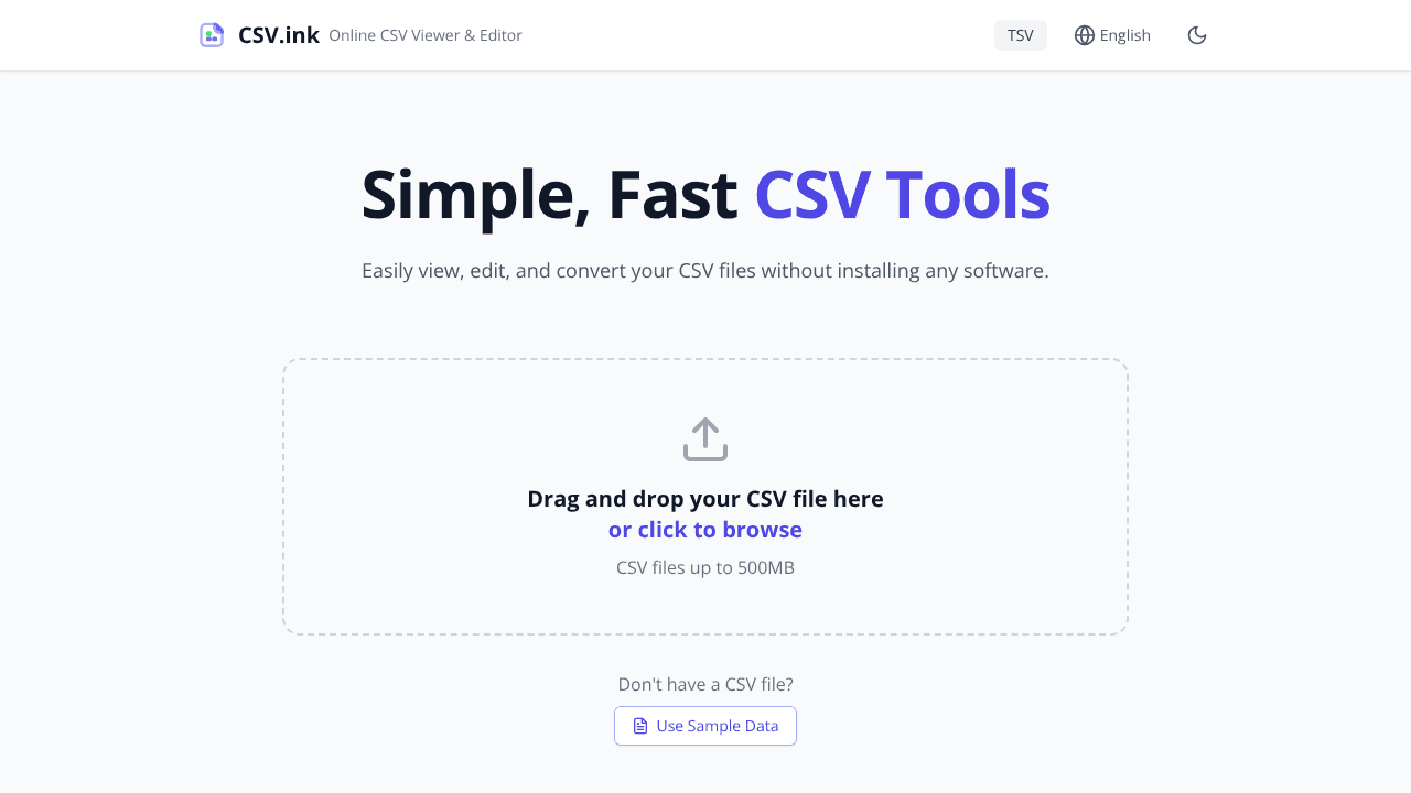 CSV.ink website screenshot