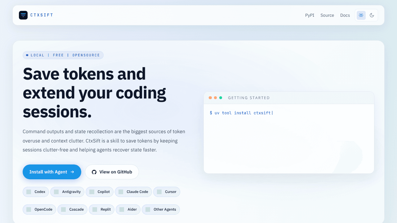 CtxSift website screenshot