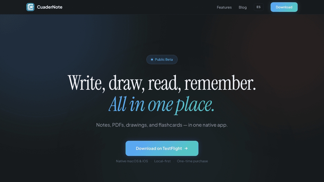 CuaderNote website screenshot