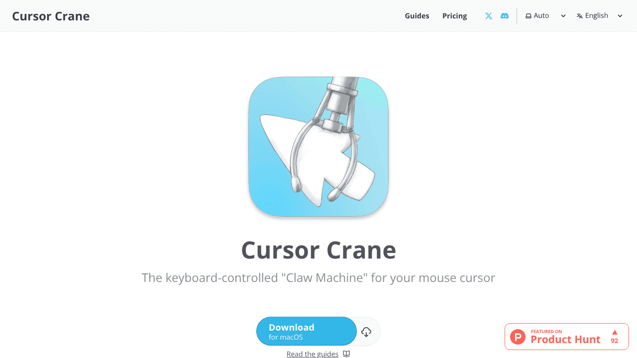 Cursor Crane website screenshot