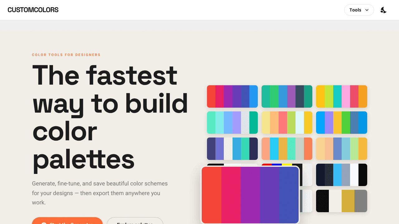 Custom Colors website screenshot