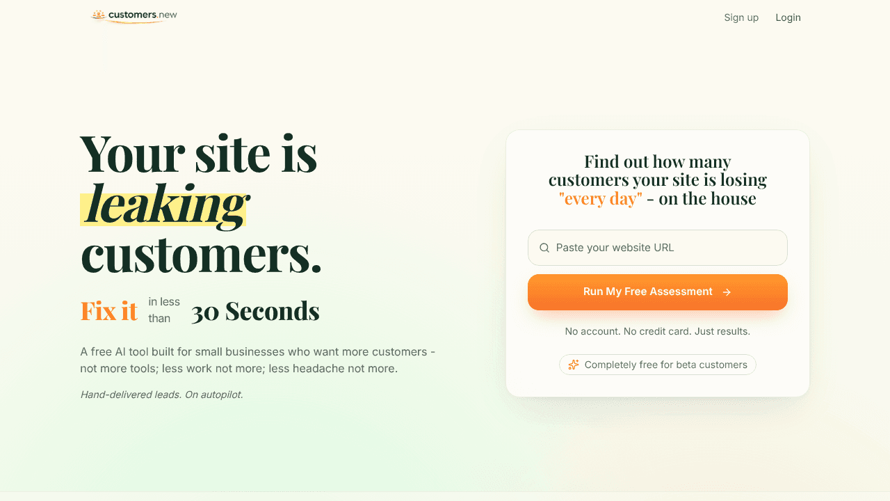 CUSTOMERS.new website screenshot