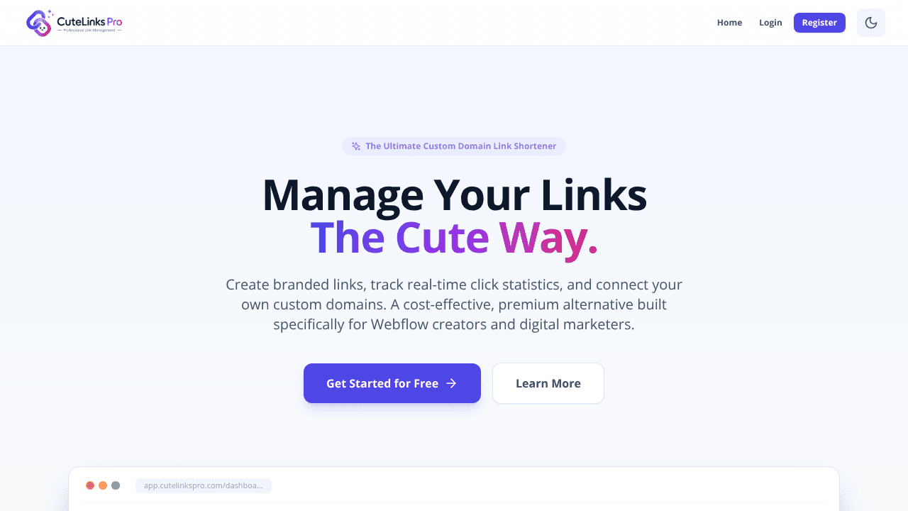 Cute Links Pro website screenshot