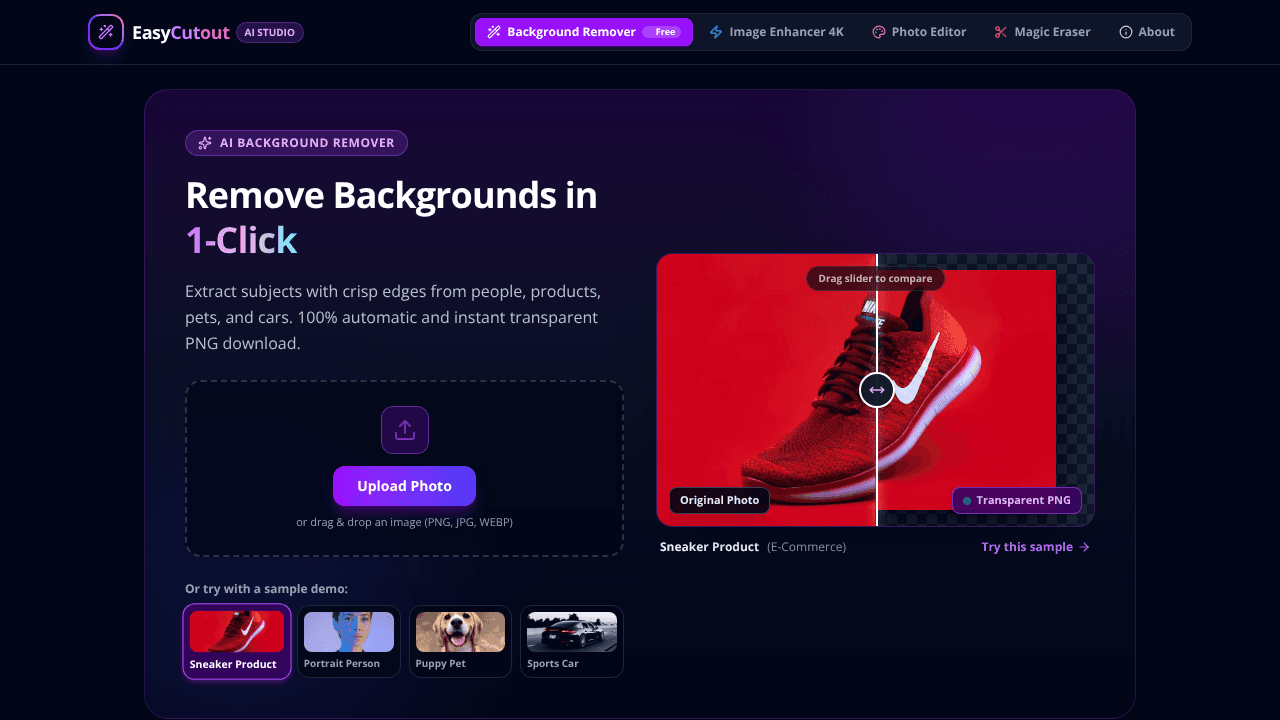 CutoutAI Studio website screenshot