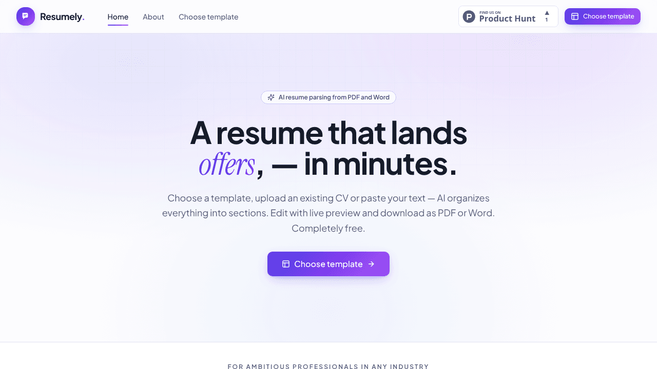 CV Builder website screenshot