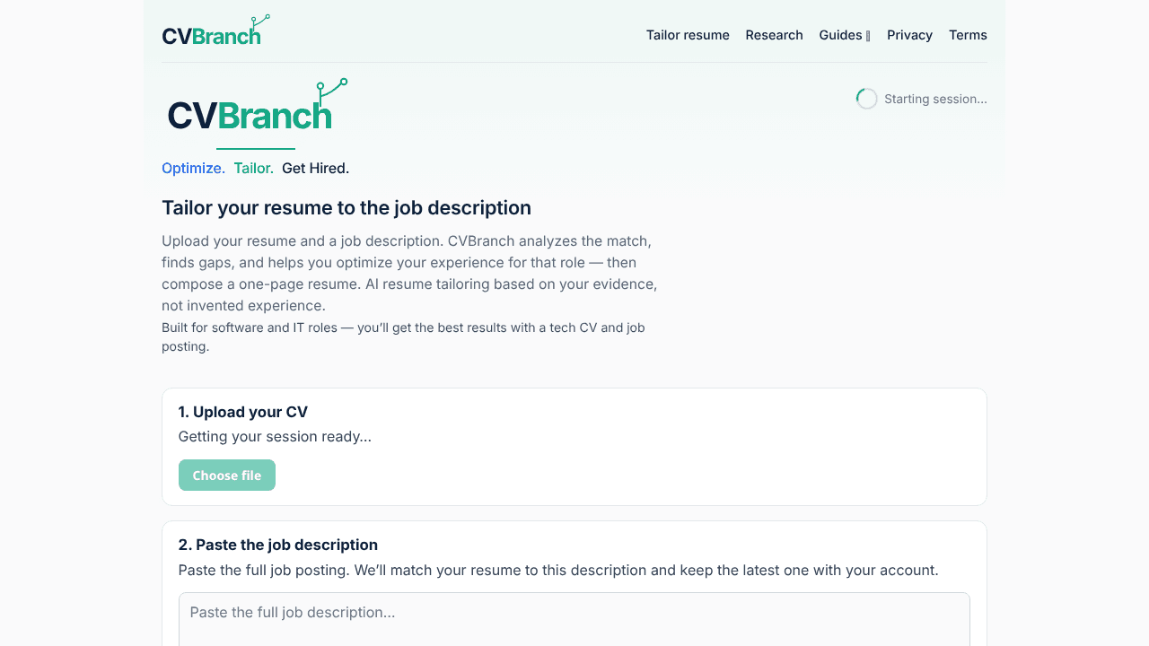 CVBranch website screenshot