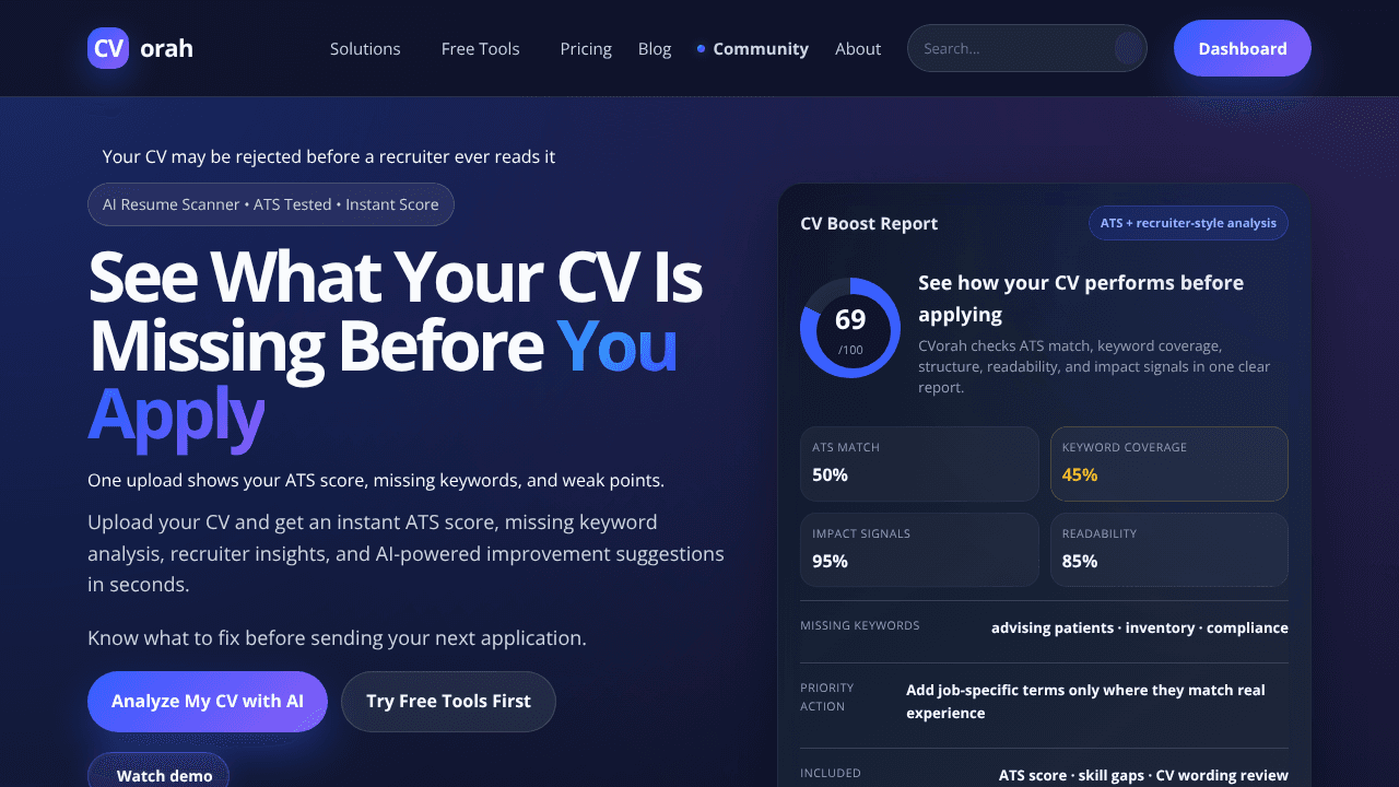 CVorah website screenshot