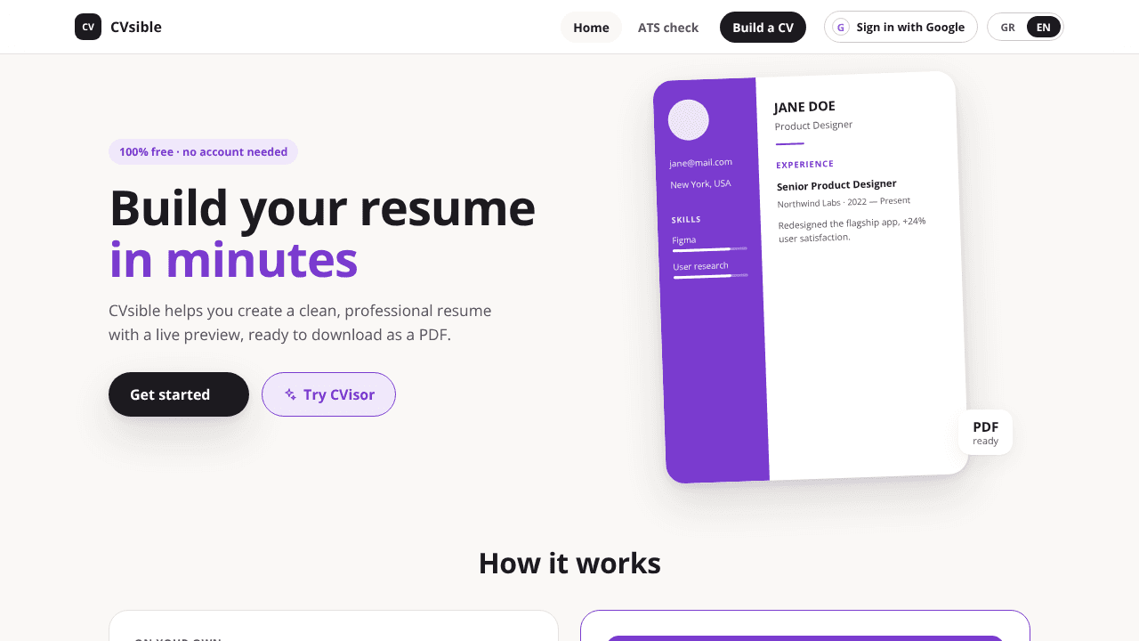 CVsible website screenshot