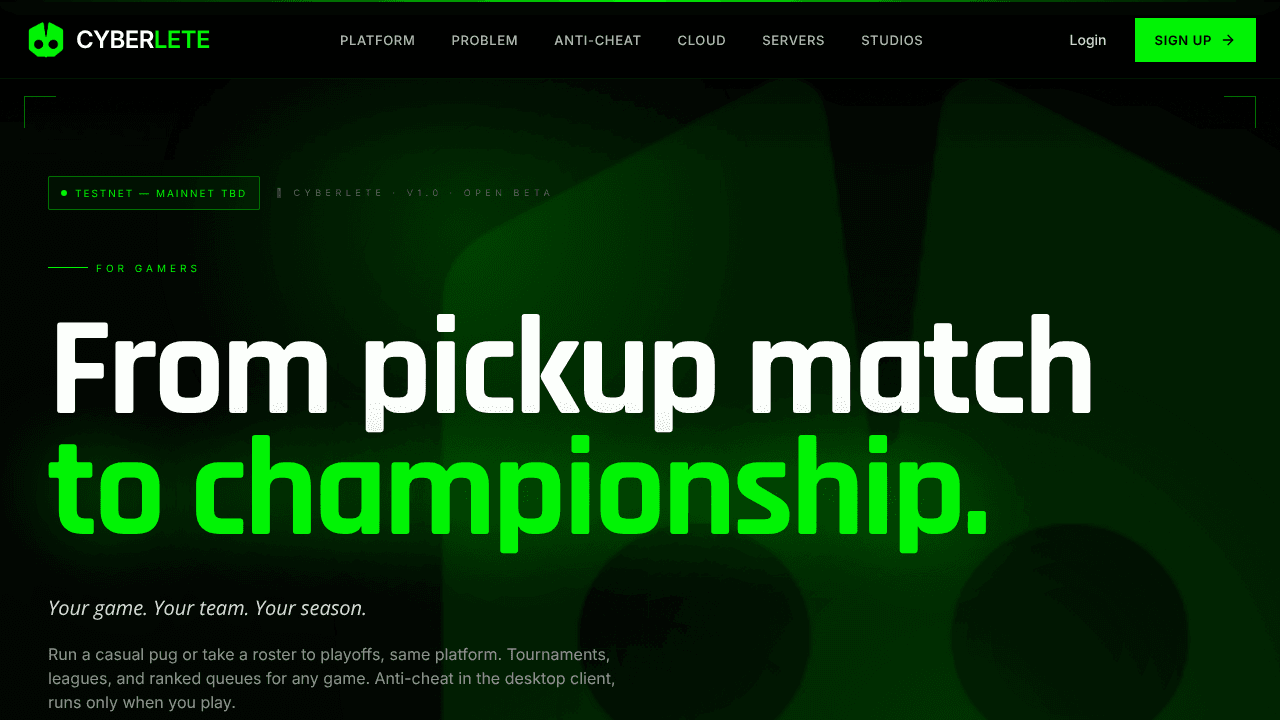 Cyberlete website screenshot