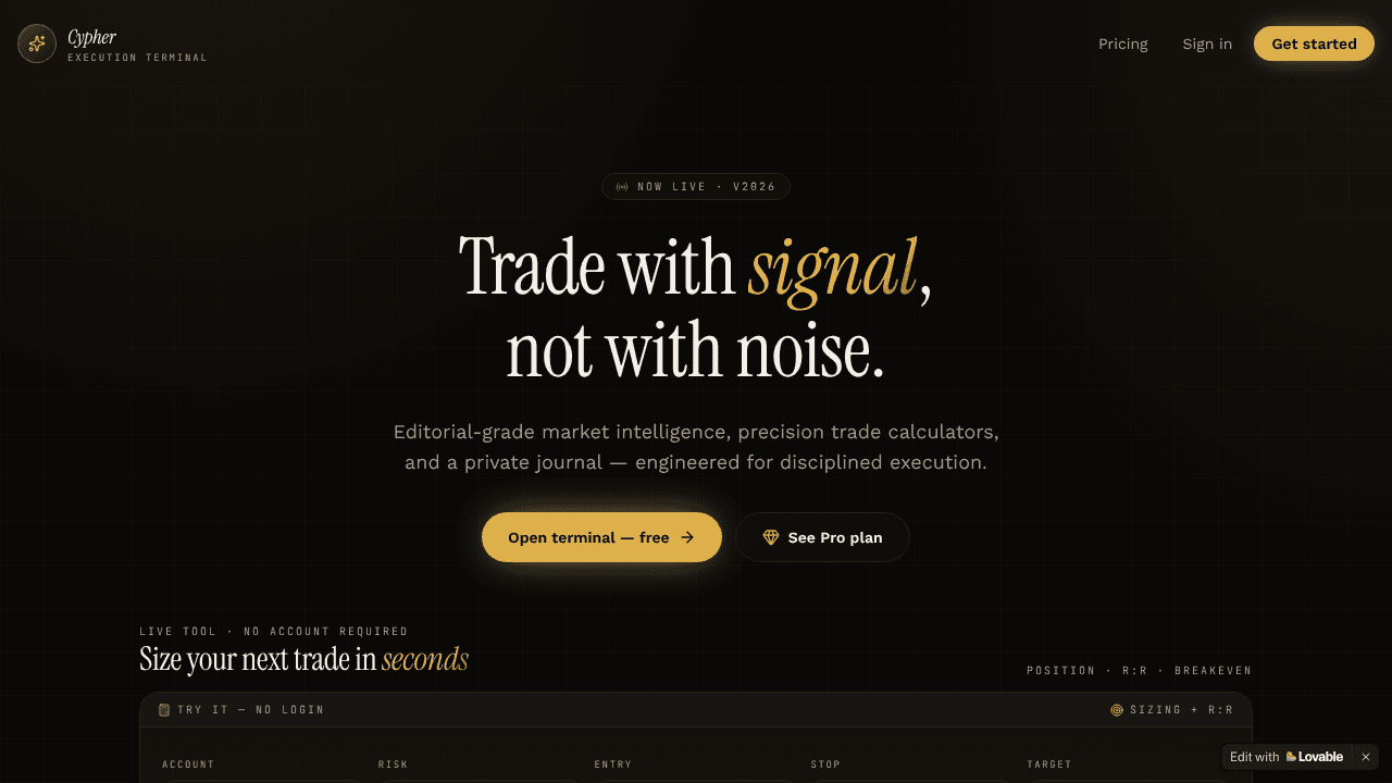 Cypher Terminal — Editorial website screenshot