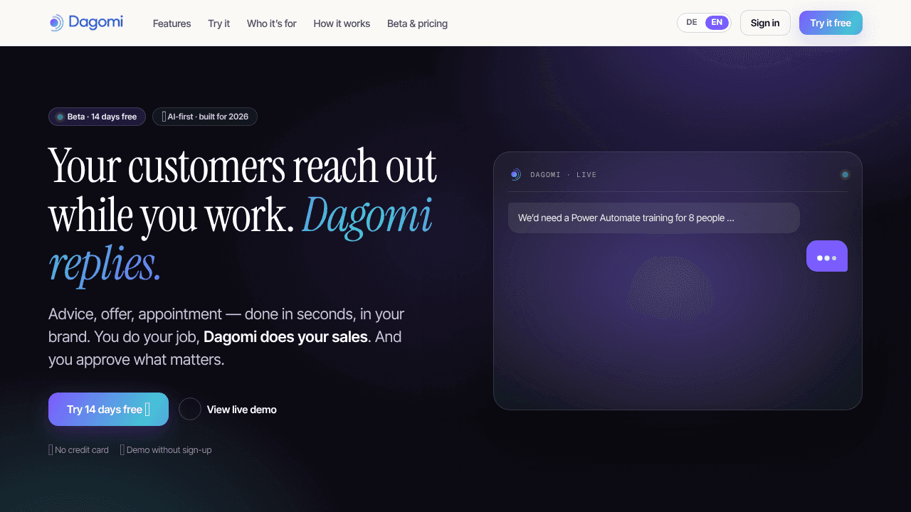Dagomi website screenshot