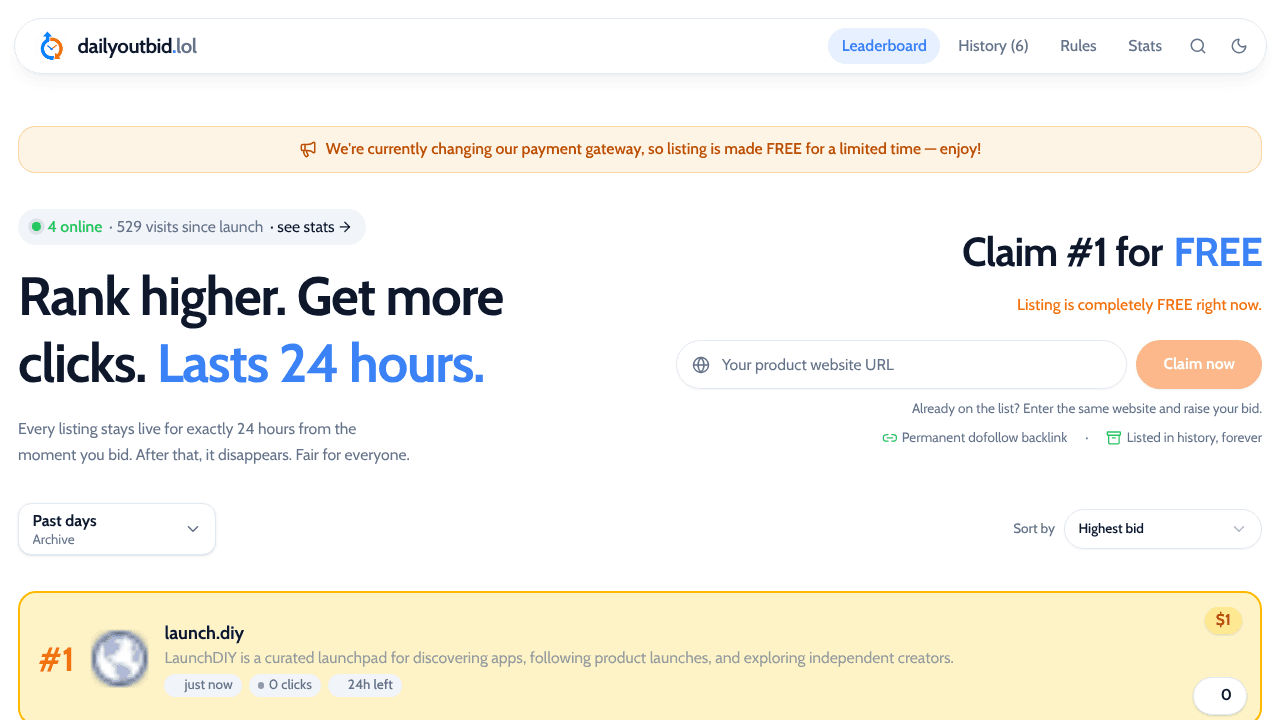DailyOutbid.lol website screenshot