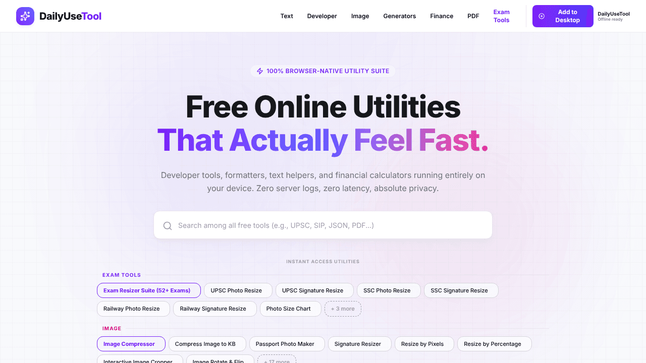 DailyUseTool website screenshot