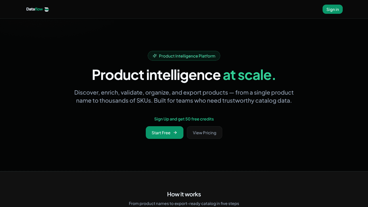 Dataflow website screenshot