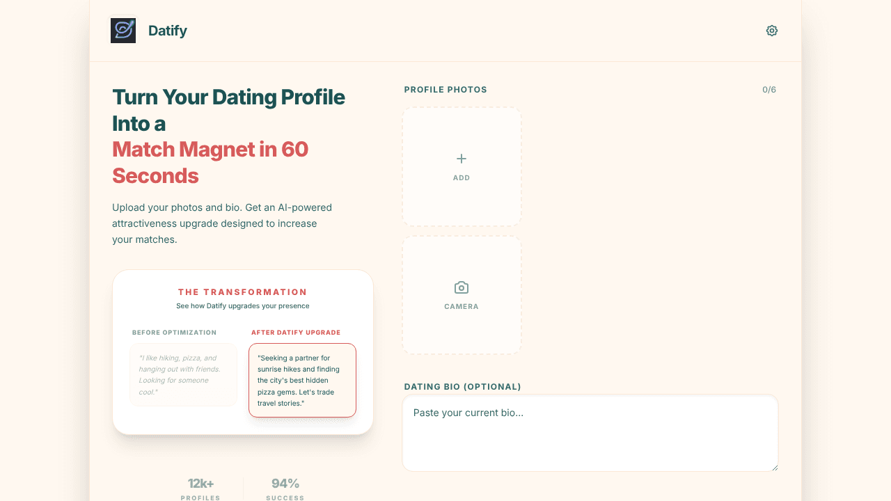 Datify website screenshot
