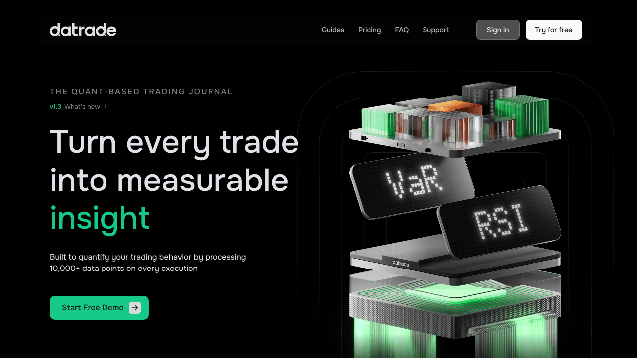 Datrade website screenshot