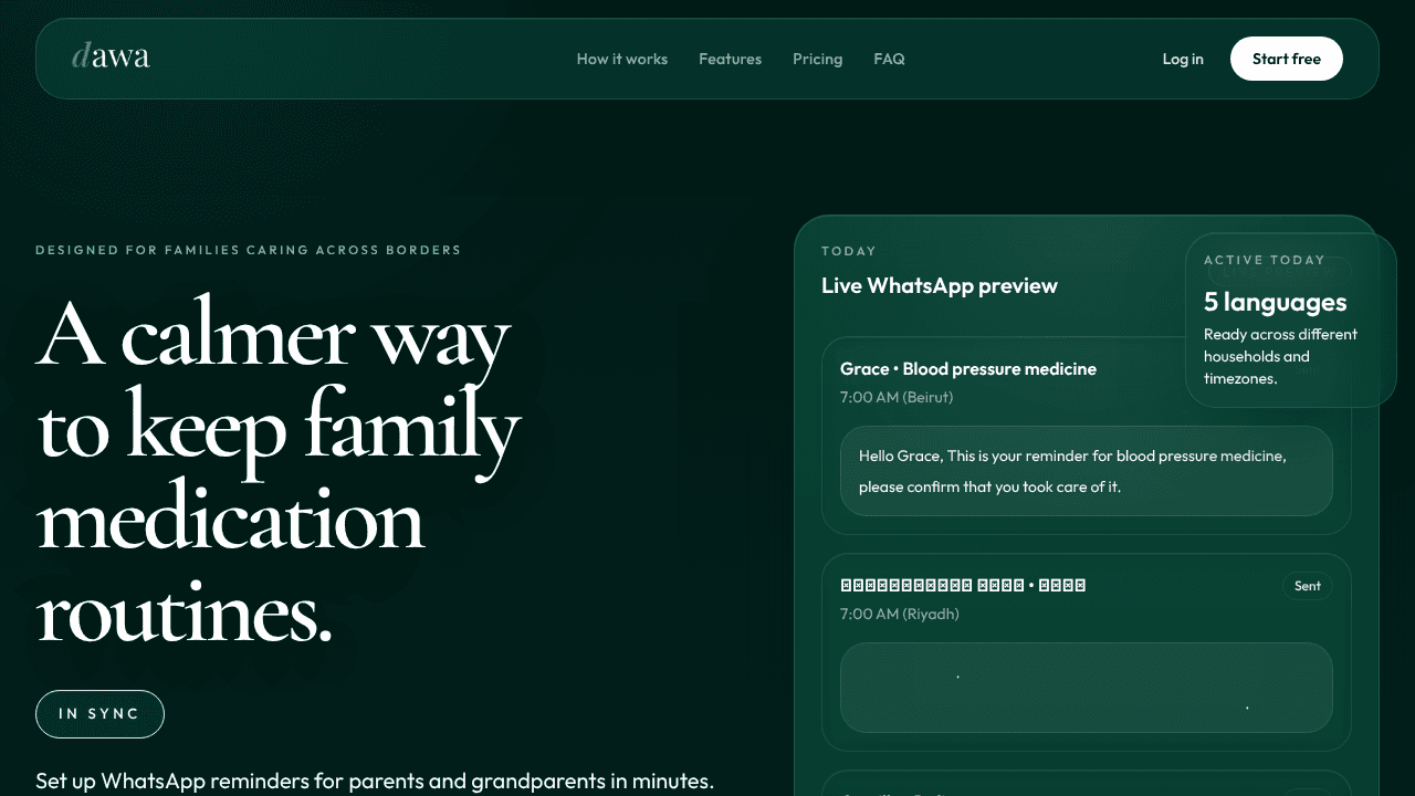 Dawa Reminders  website screenshot