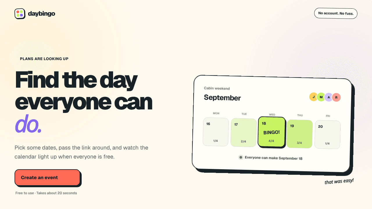 DayBingo website screenshot
