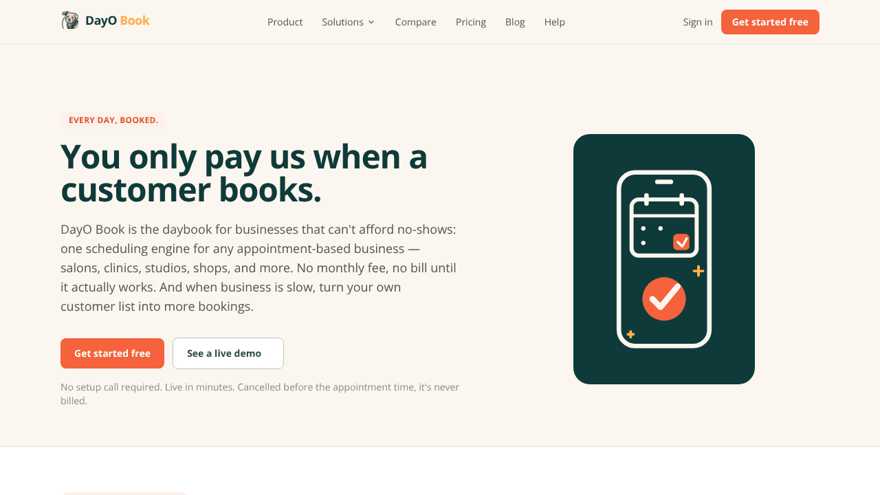 DayO Book — Every day, booked. website screenshot
