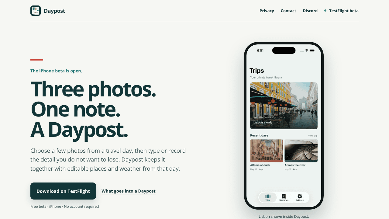 Daypost website screenshot