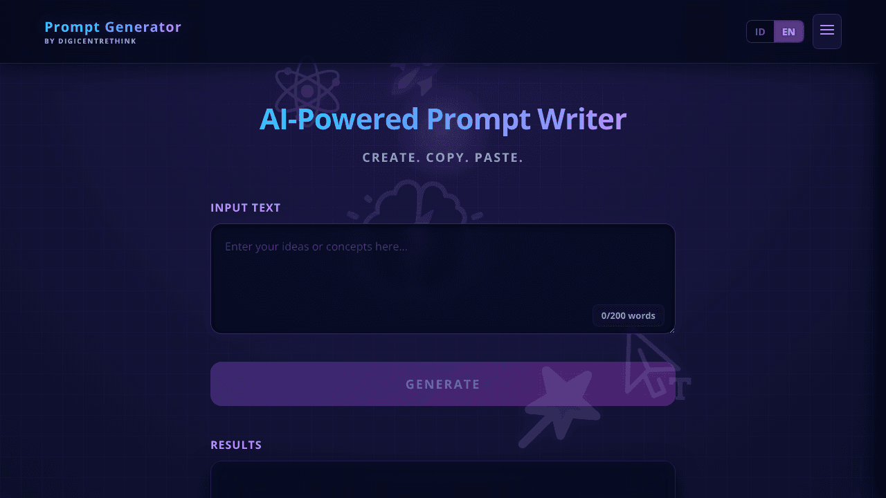 DCT Prompt Writer website screenshot