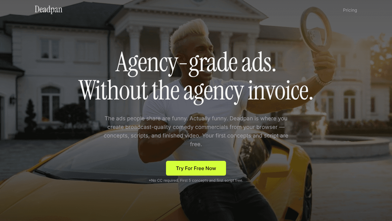 Deadpan Ads website screenshot