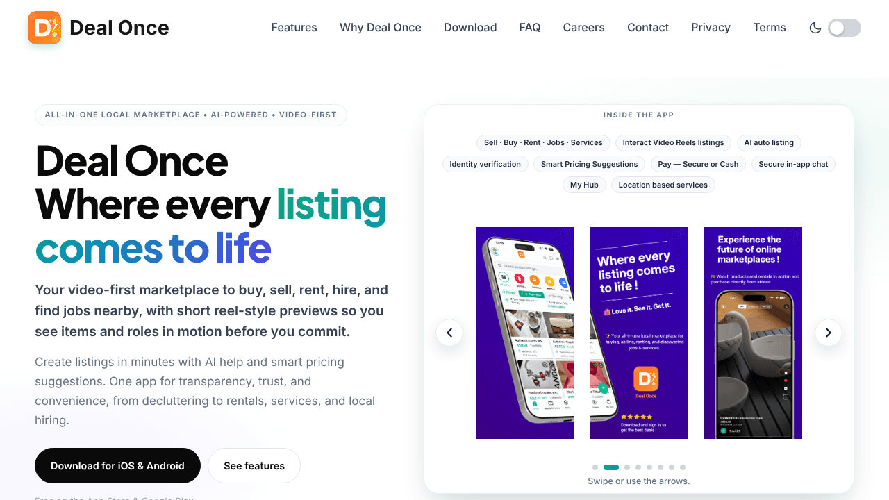 Deal Once website screenshot