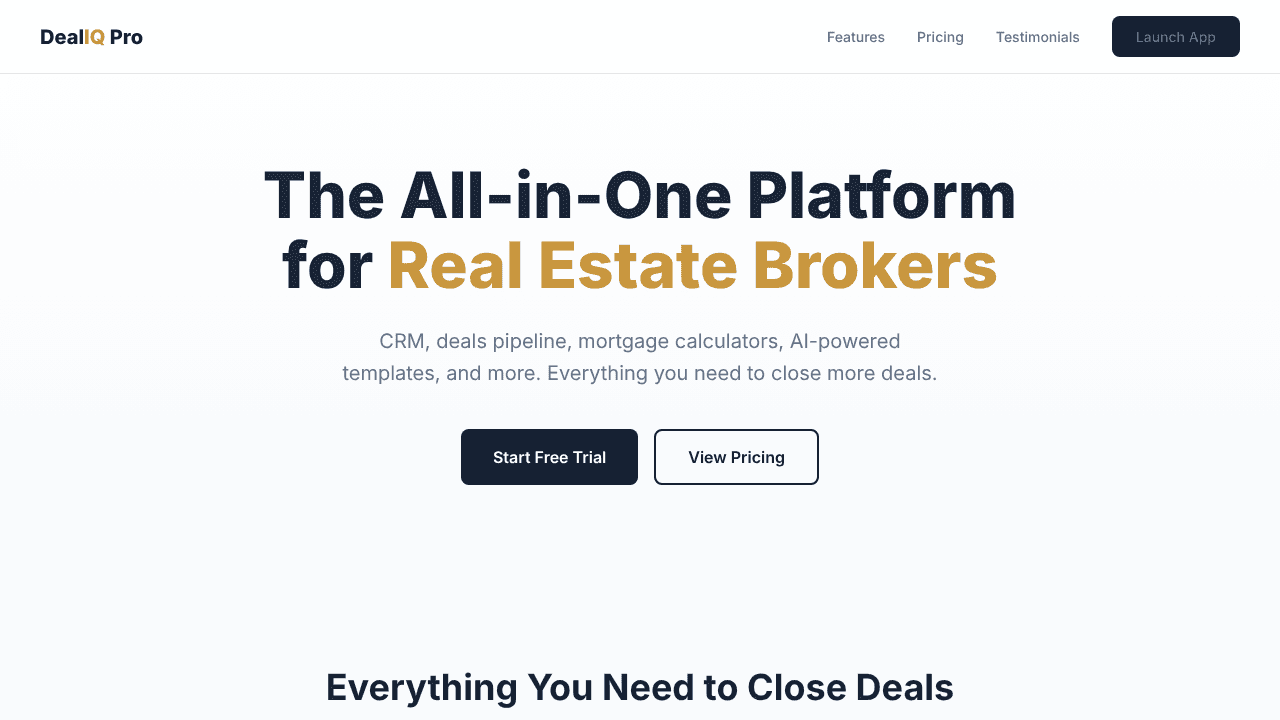 DealIQ Pro — All website screenshot