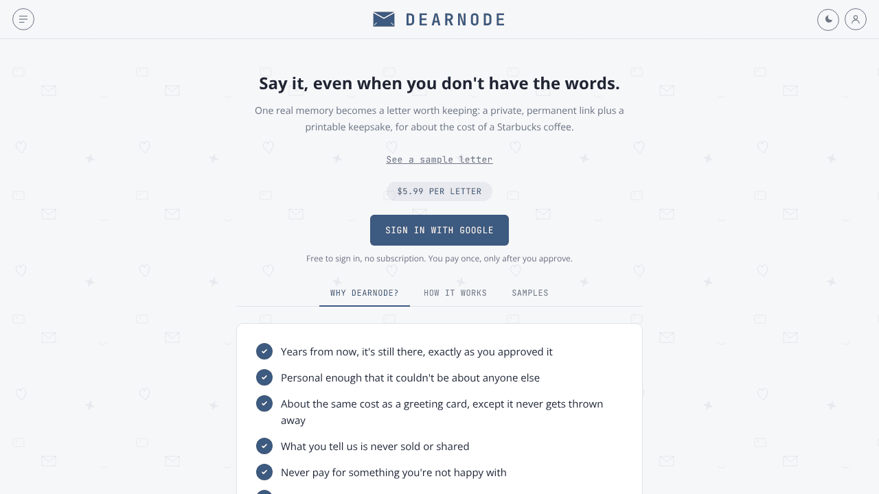 DearNode website screenshot