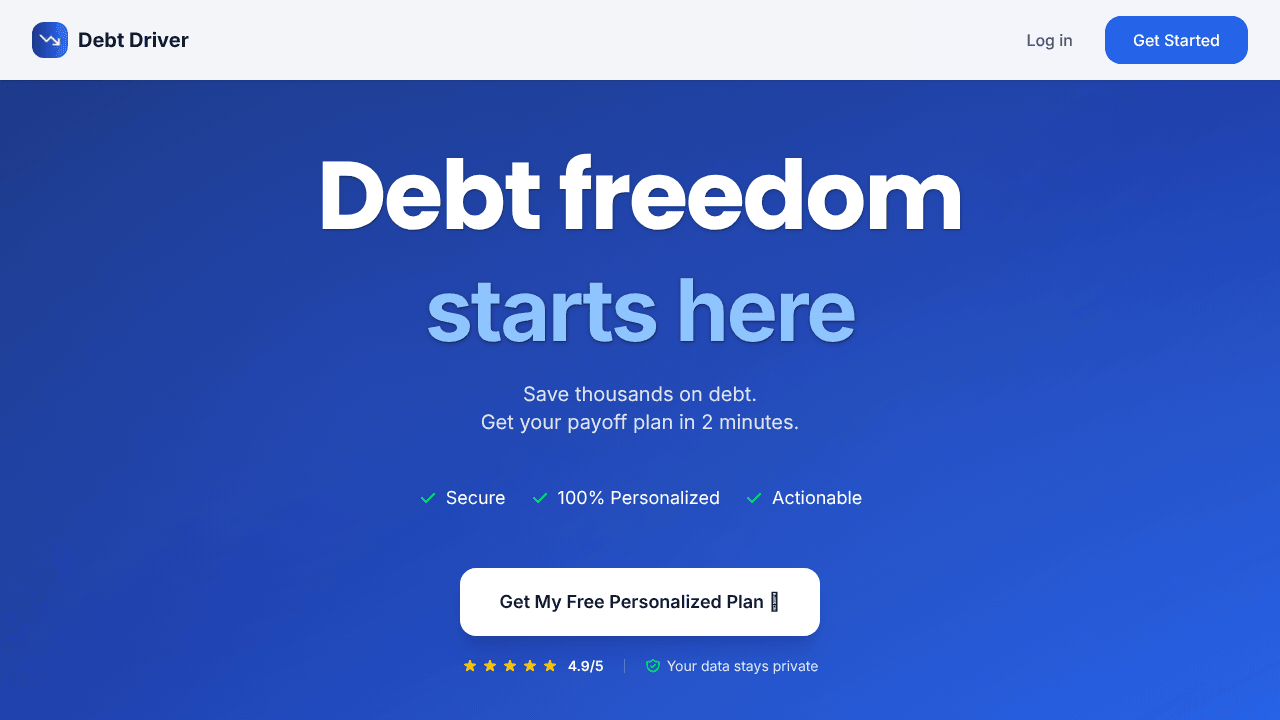 Debt Driver website screenshot