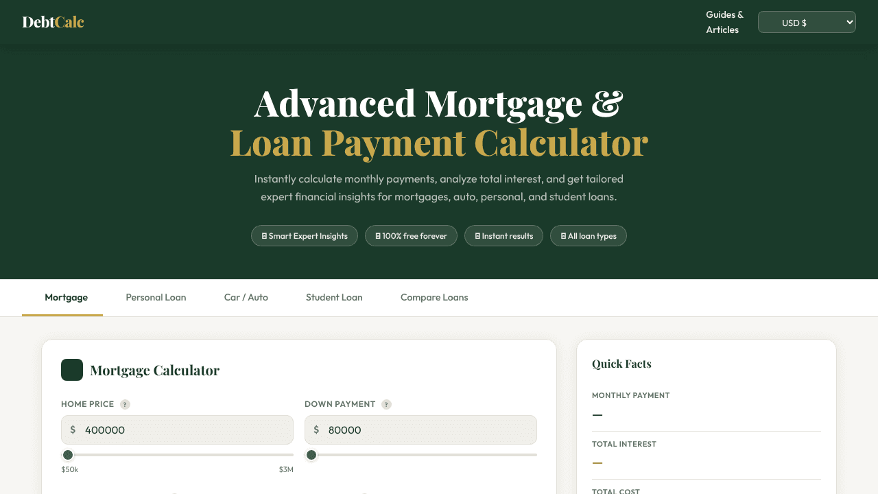 DebtCalc website screenshot
