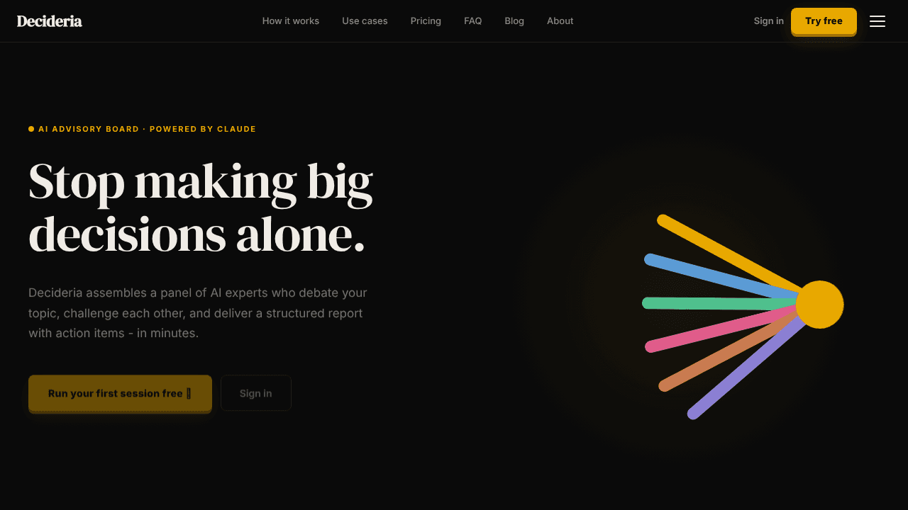 Decideria website screenshot