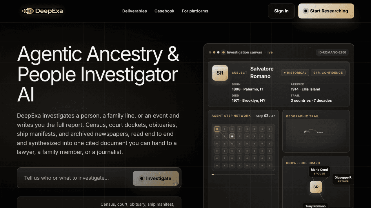 DeepExa website screenshot