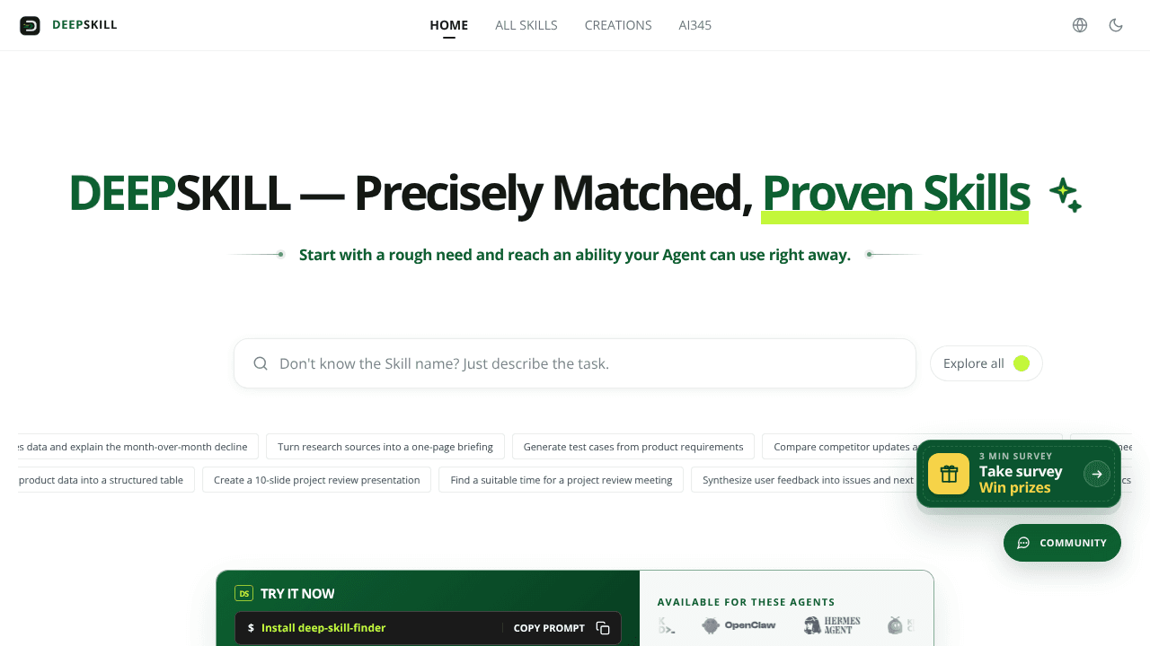 DeepSkill website screenshot