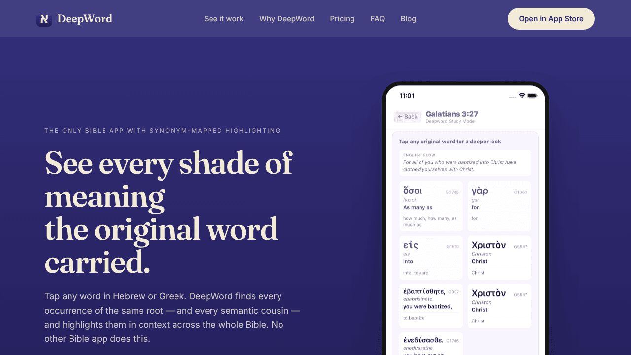 DeepWord Bible website screenshot