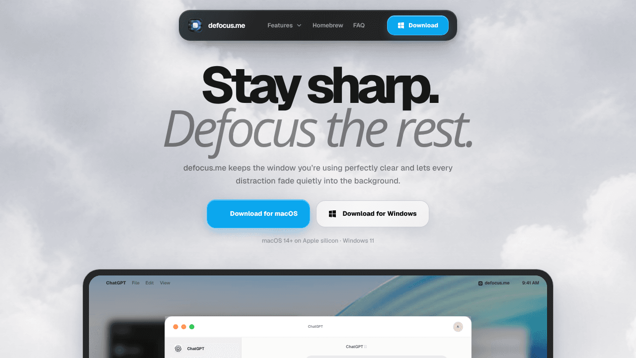 defocus.me  website screenshot