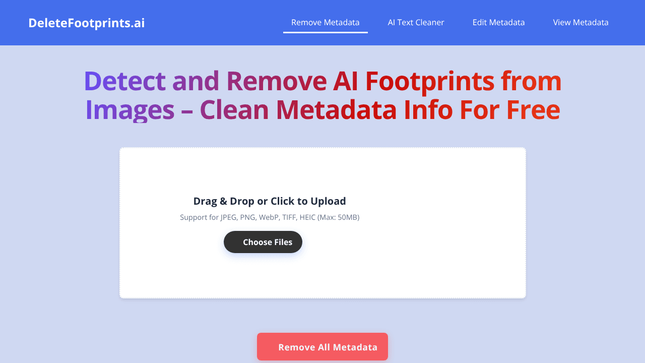 DeleteFootprints.ai website screenshot