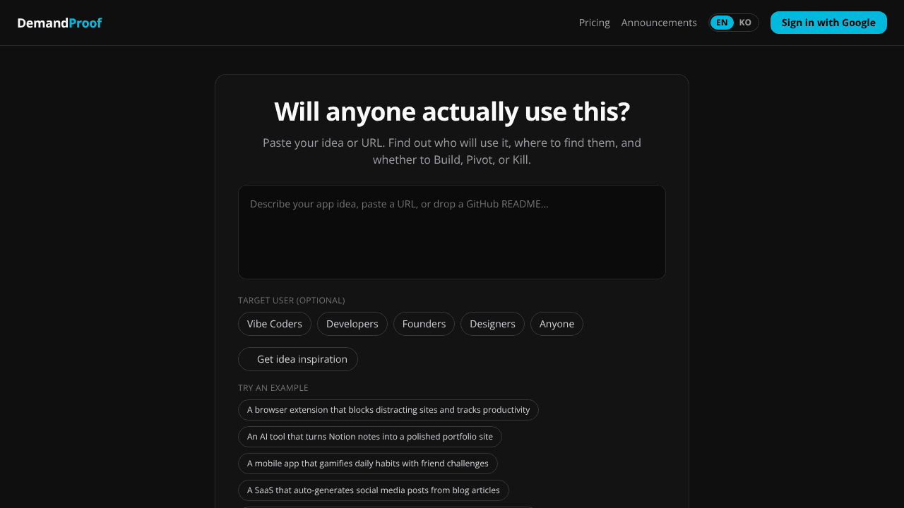 DemandProof website screenshot