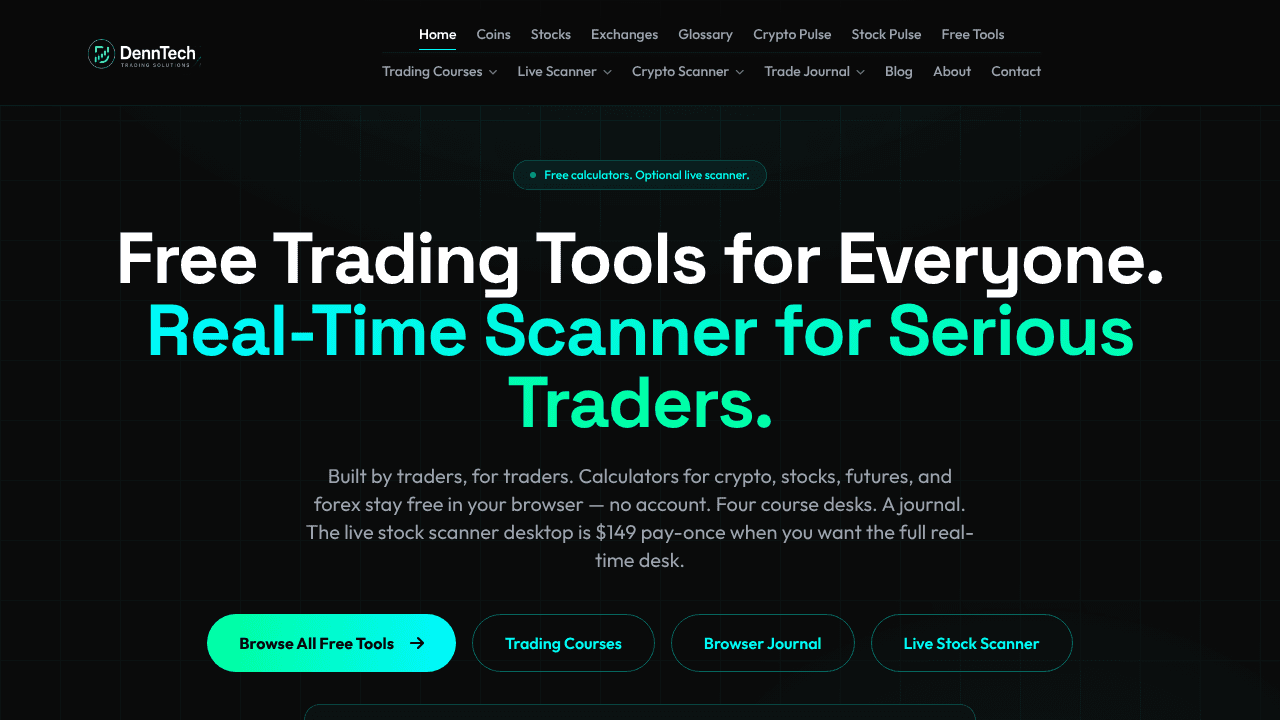 DennTech Trading Solutions website screenshot